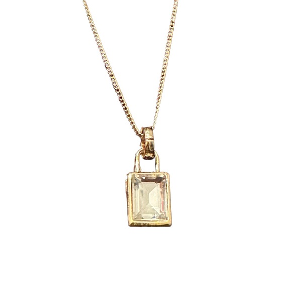 Gold and Crystal Stone Necklace and Earring Set - Picture 2 of 8